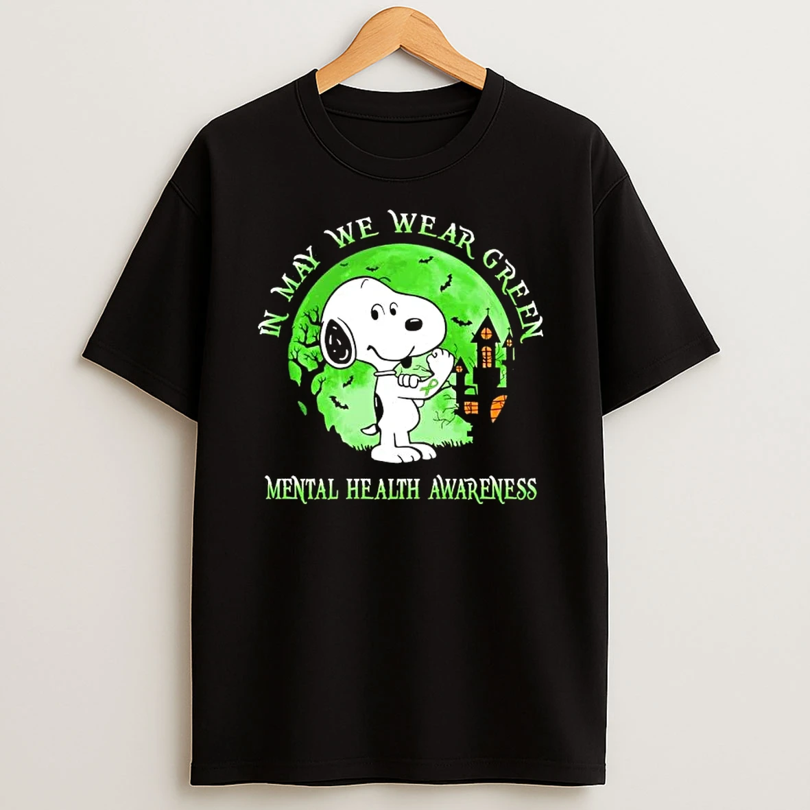 Snoopy In May We Wear Green Mental Health Awareness T Shirt