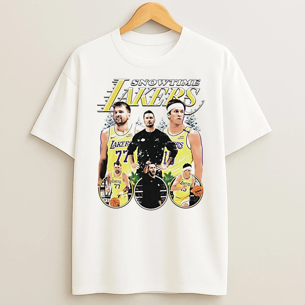 Snowtime Lakers Los Angeles Lakers Graphic T Shirt