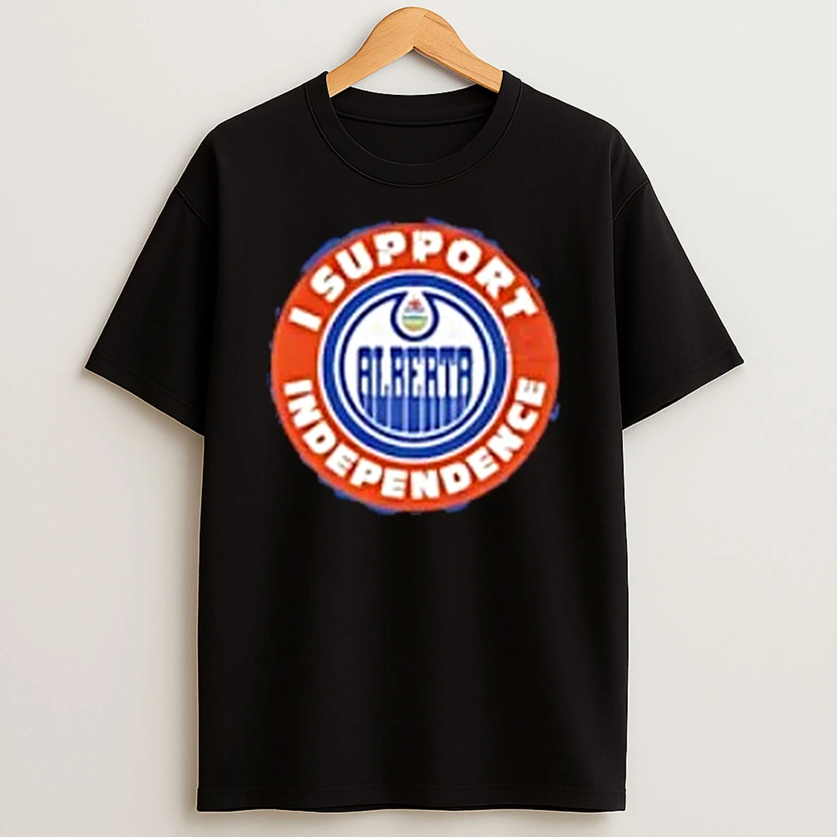 Sovereign Hockey I Support Independence Alberta Logo T Shirt