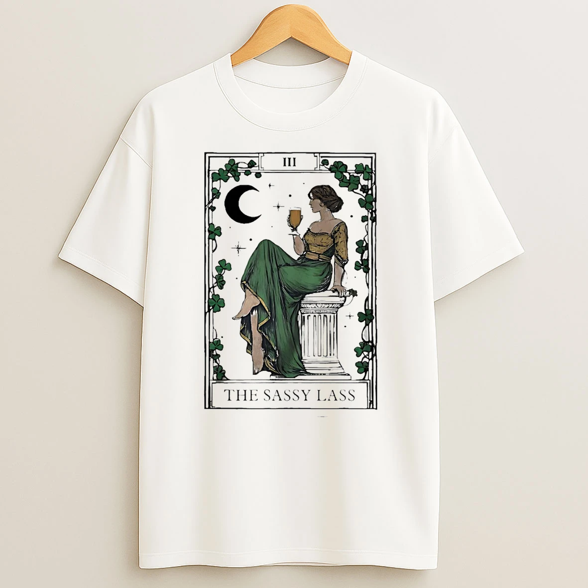 St Patricks Day The Sassy Lass Tarot Card T Shirt