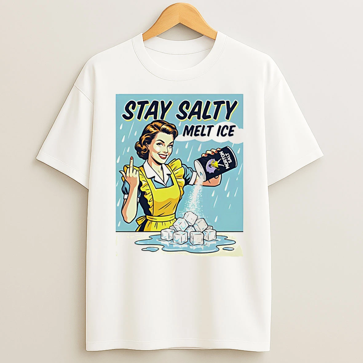 Stay Salty Melt Ice Morton Salt Middle Finger T Shirt