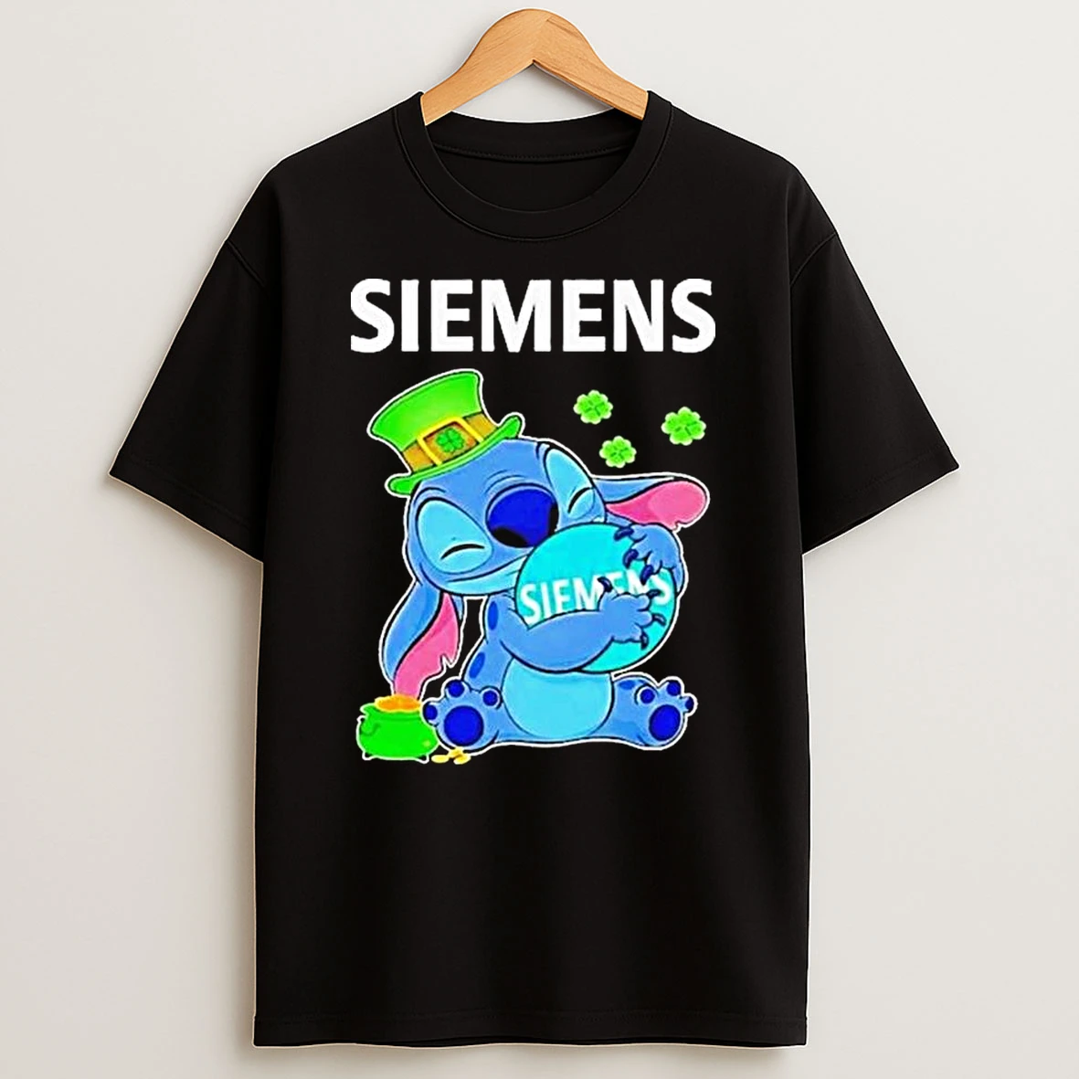 Stitch Hug Siemens Logo St Patricks Day T Shirt