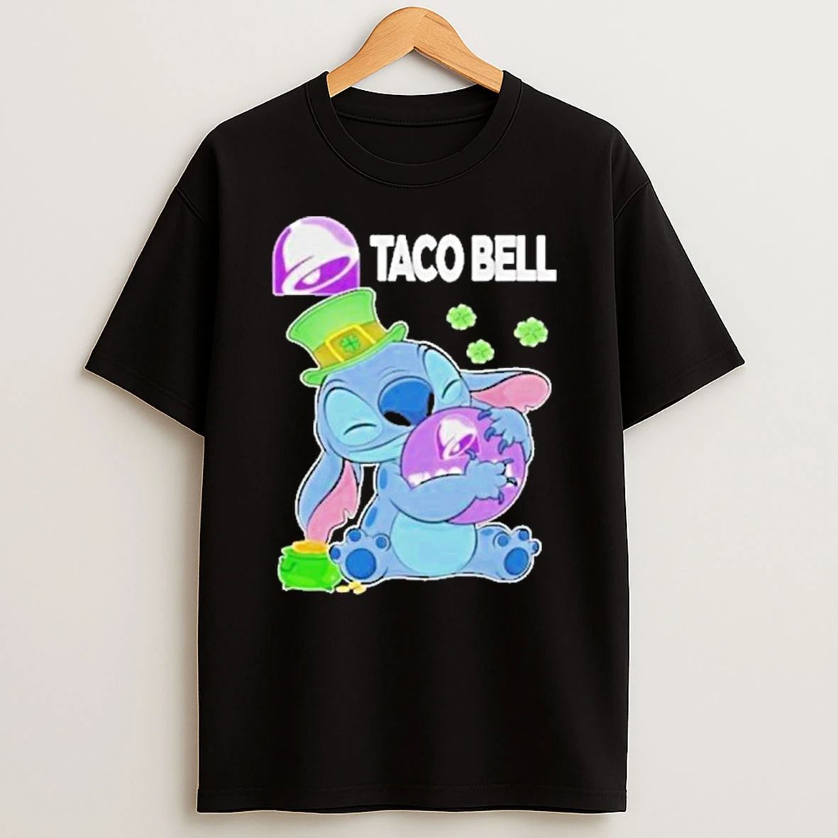 Stitch Hug The Taco Bell Logo Happy Patricks Day T Shirt