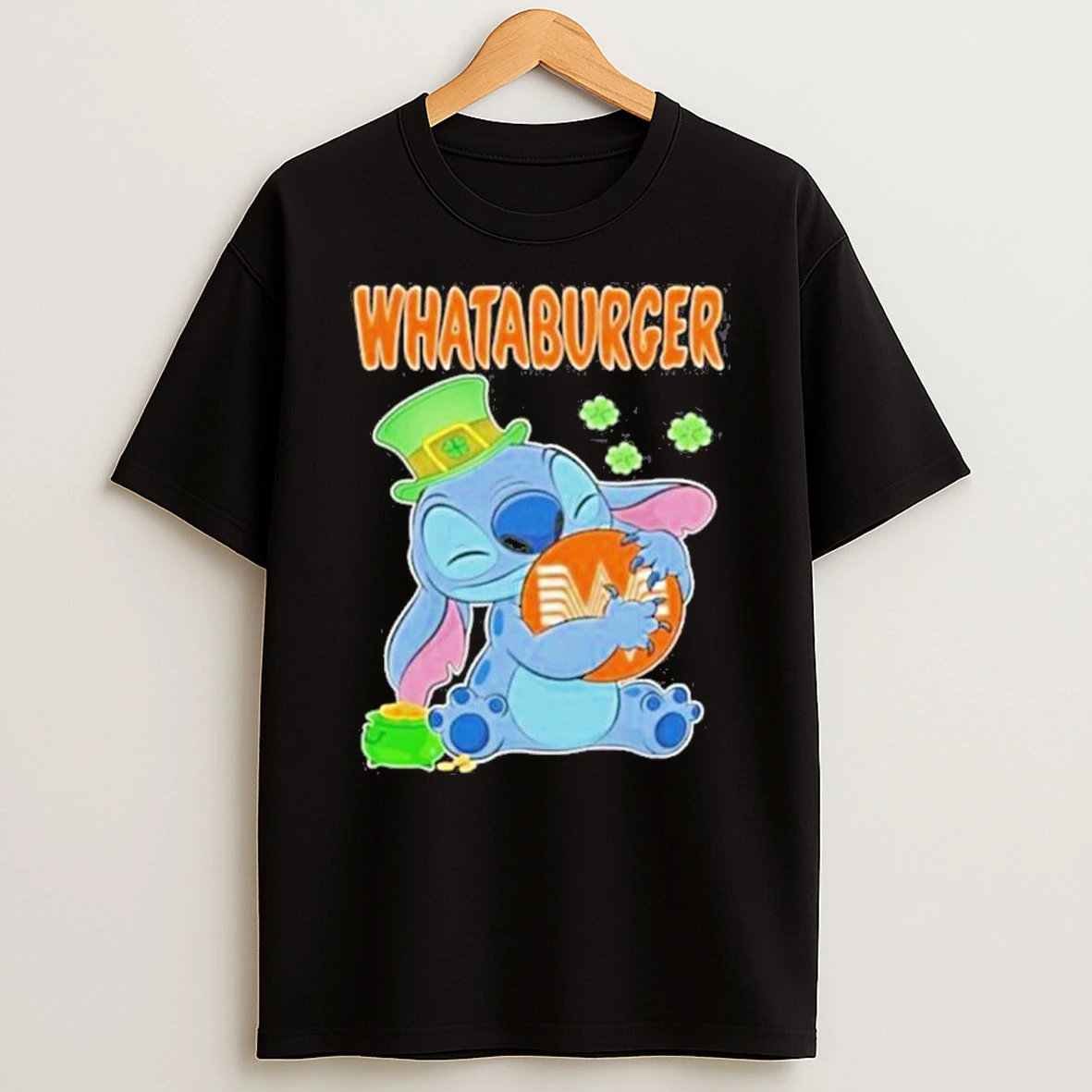 Stitch Hug The Whataburger Logo Happy Patricks Day T Shirt