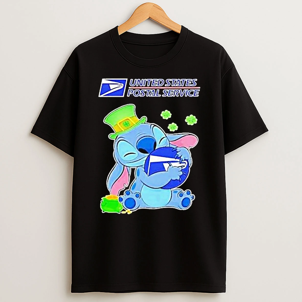 Stitch Hug Usps Logo St Patricks Day T Shirt