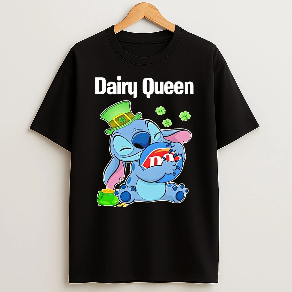 Stitch Hug The Dairy Queen Logo Happy Patricks Day T Shirt