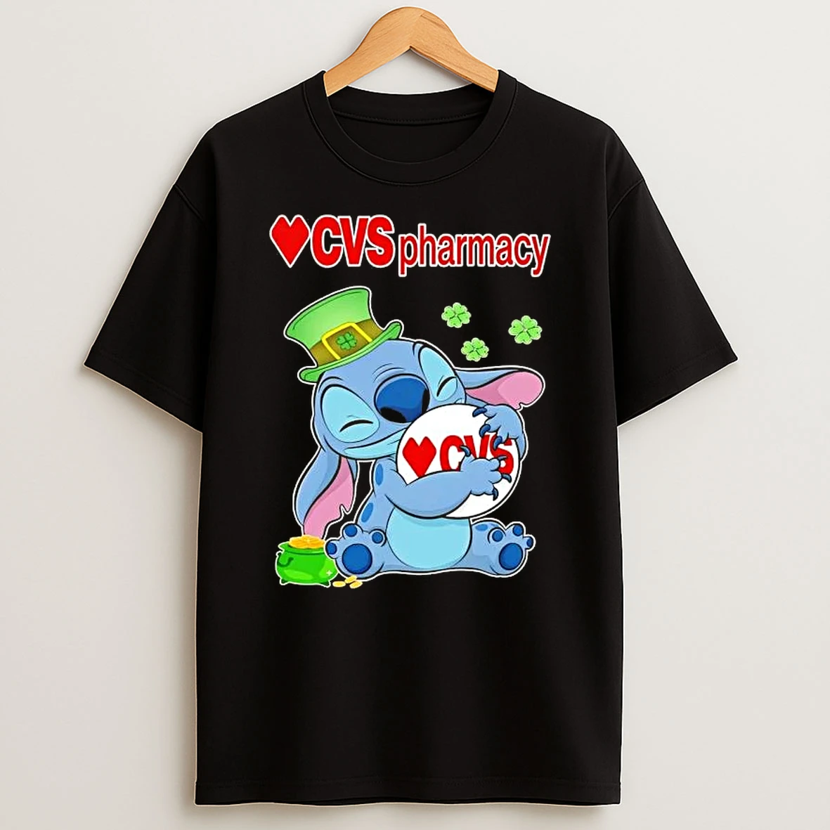 Stitch With St Patricks Hug Cvs Pharmacy Logo T Shirt