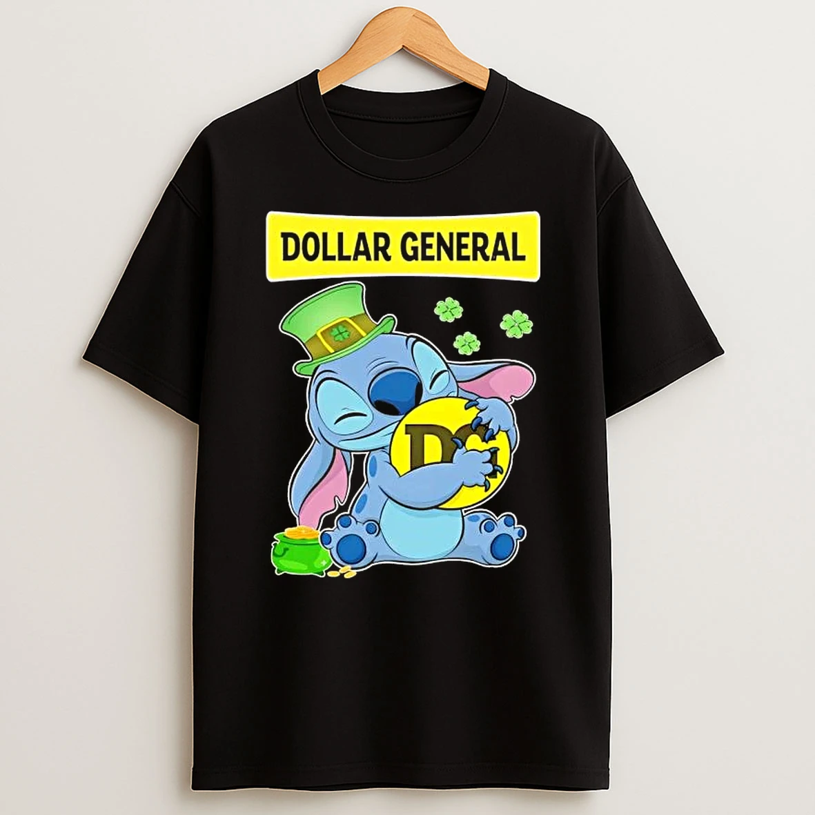 Stitch With St Patricks Hug Dollar General Logo T Shirt