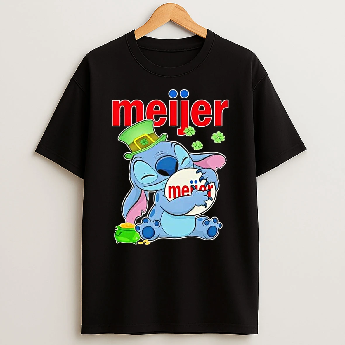 Stitch With St Patricks Hug Meijer Logo T Shirt