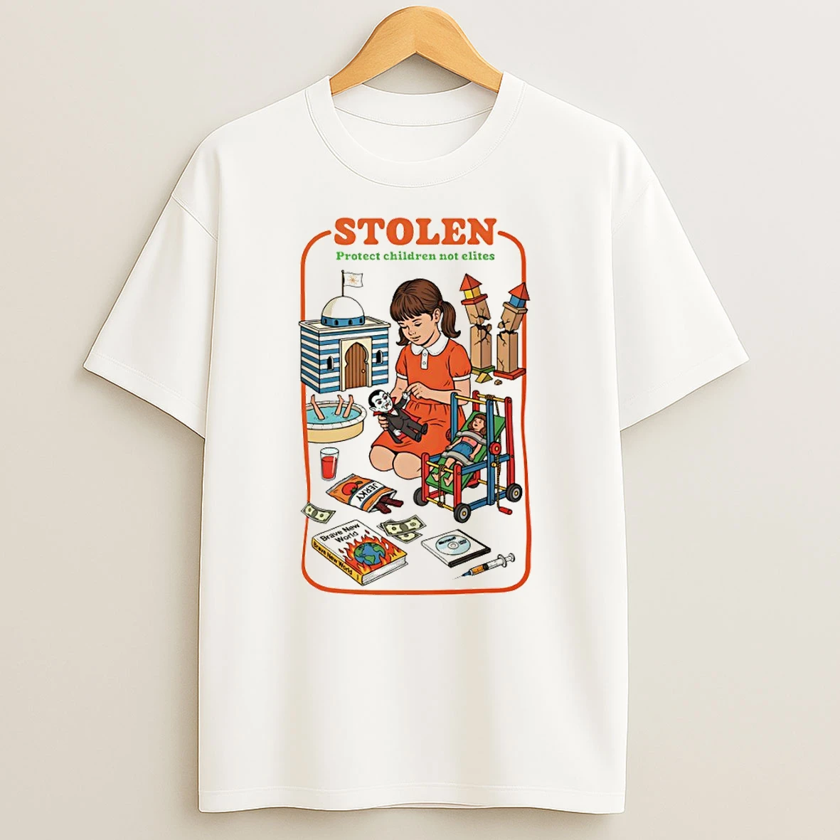 Stolen Protect Children Not Elites Cartoon T Shirt