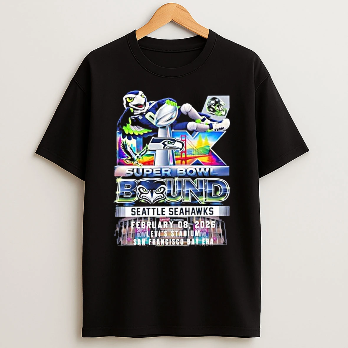 Super Bowl Bound Seattle Seahawks February 08 2026 Mascot Logo T Shirt