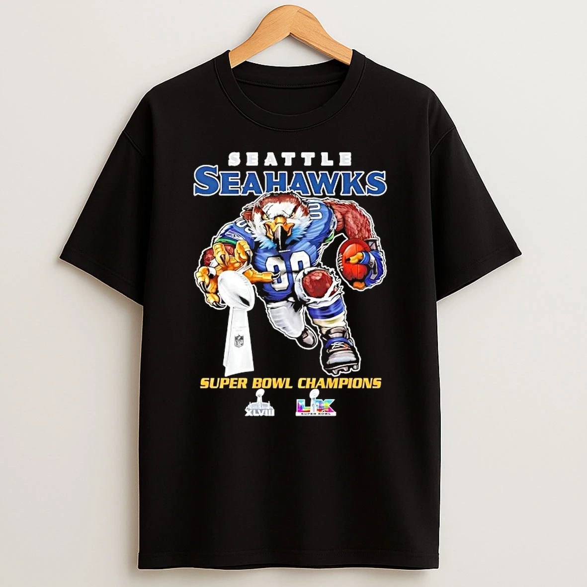 Super Bowl Champions Seattle Seahawks Mascot Graphic T Shirt