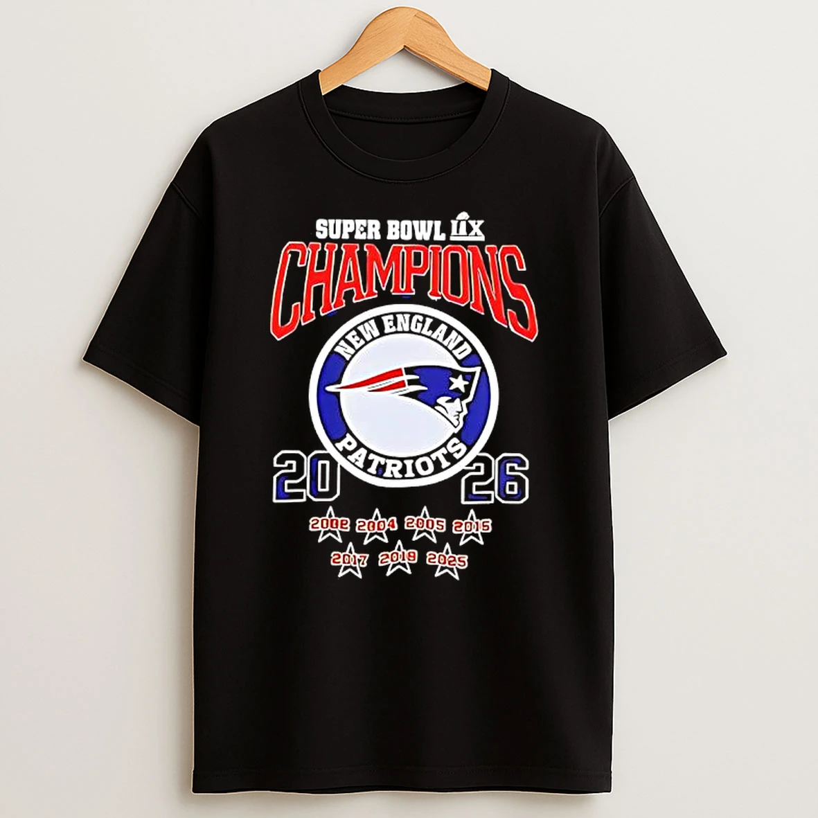 Super Bowl L X Champions 2026 New England Patriots Stars T Shirt