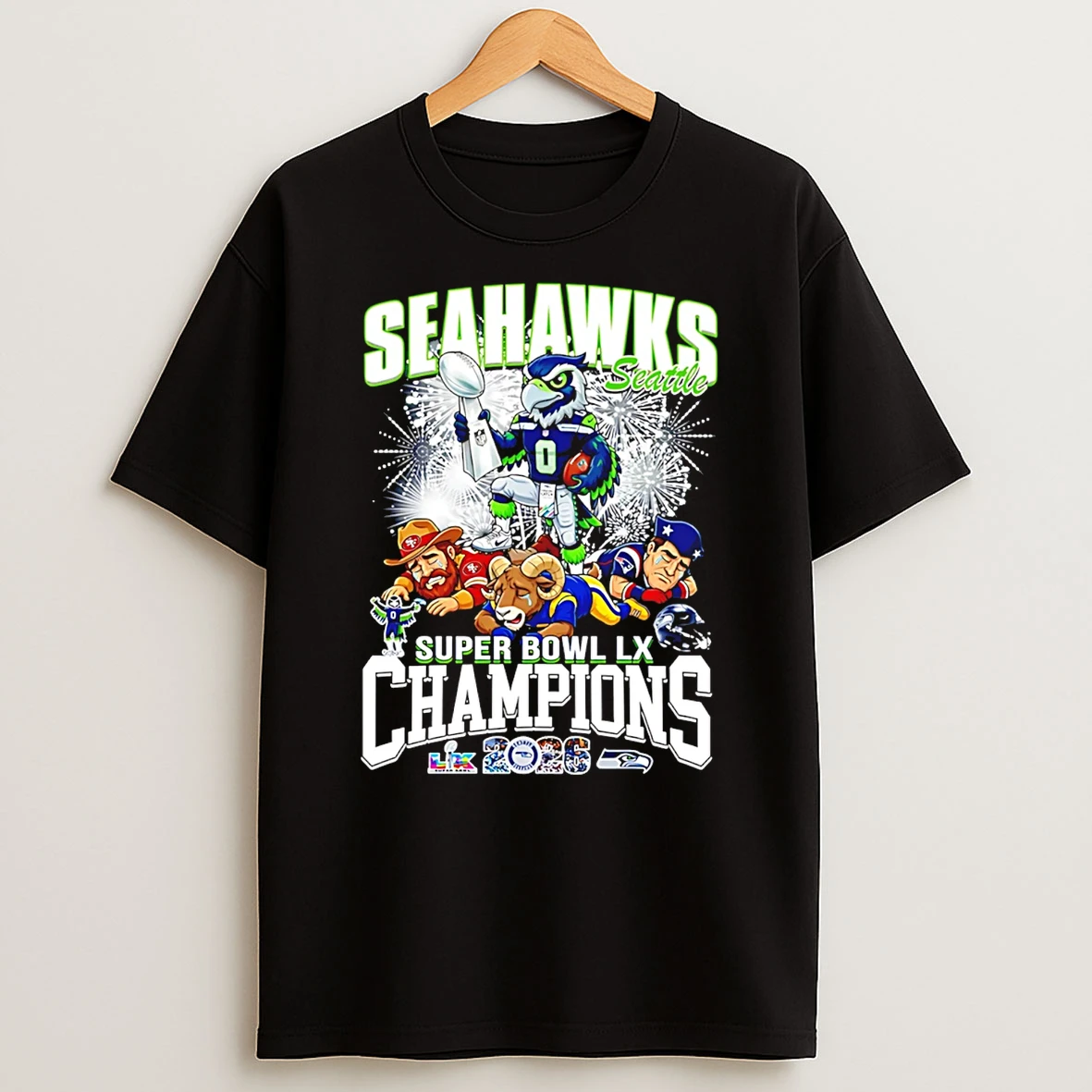 Super Bowl Lx Champions Seattle Seahawks Mascot T Shirt