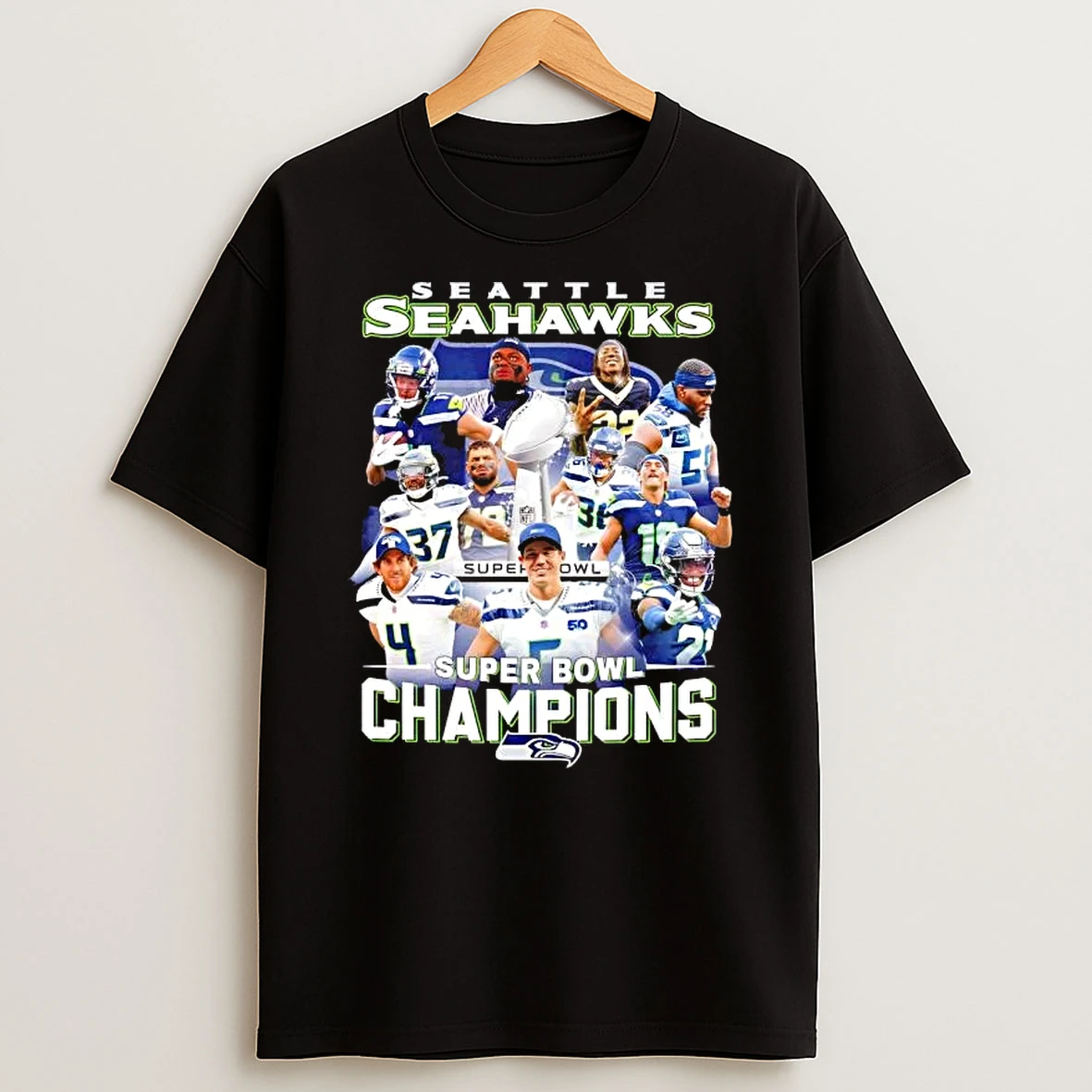 Super Bowl Lx Champions Trophy Seattle Seahawks All Players Design T Shirt