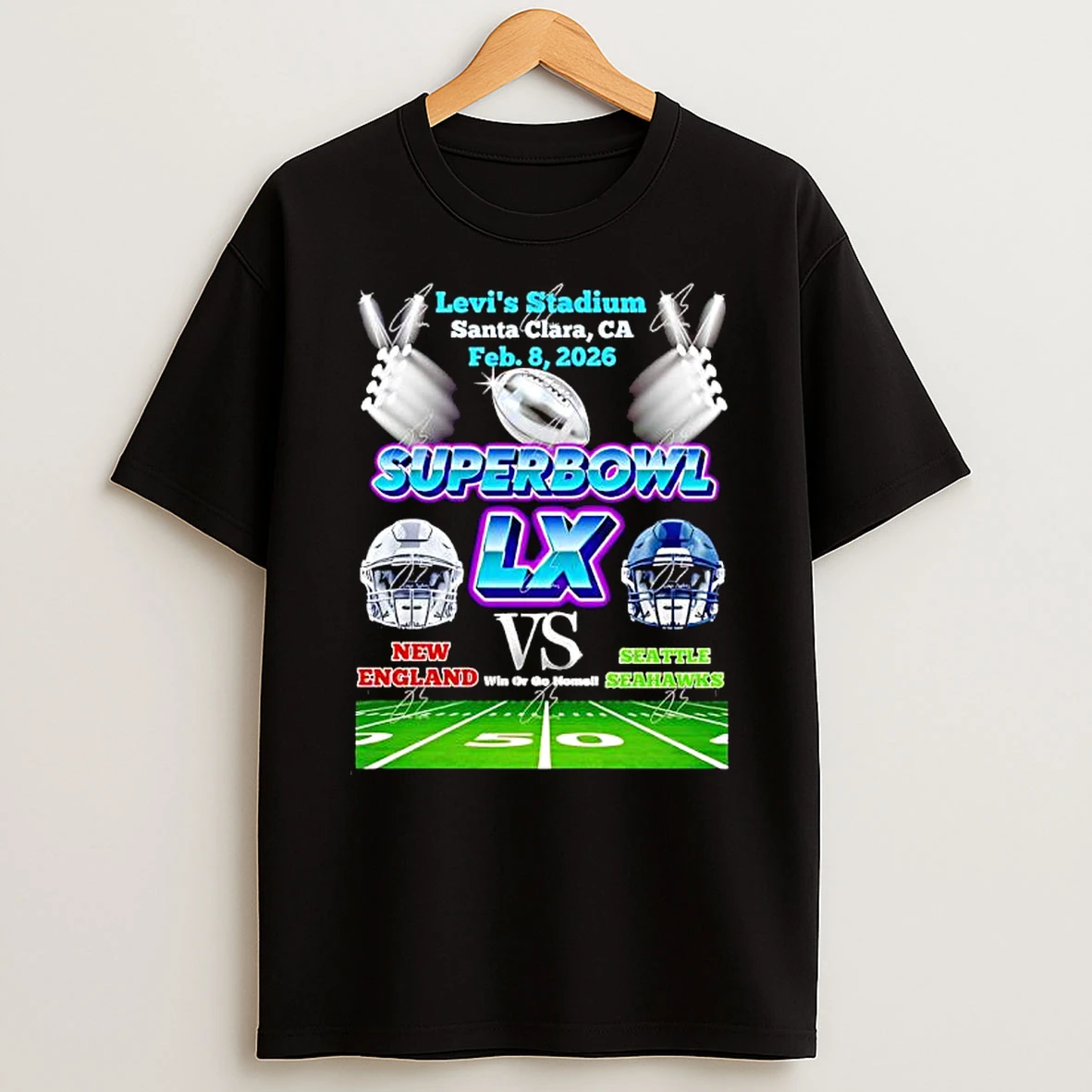 Super Bowl Lx New England Patriots Vs Seattle Seahawks Levis Stadium In Santa Clara California T Shirt