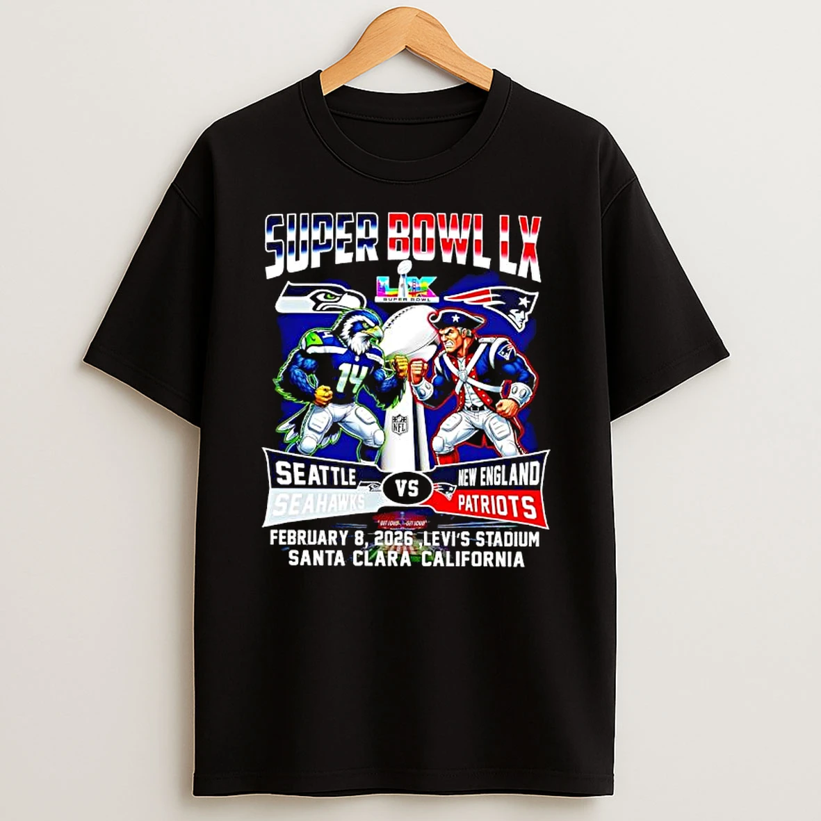 Super Bowl Lx Seahawks Vs Patriots February 8th 2026 Levis Stadium Santa Clara California Graphic T Shirt