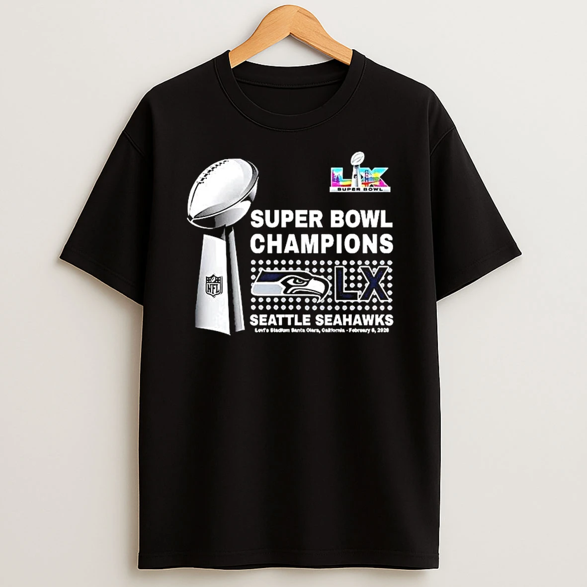 Super Bowl Lx Champions Seattle Seahawks Lombardi Trophy T Shirt