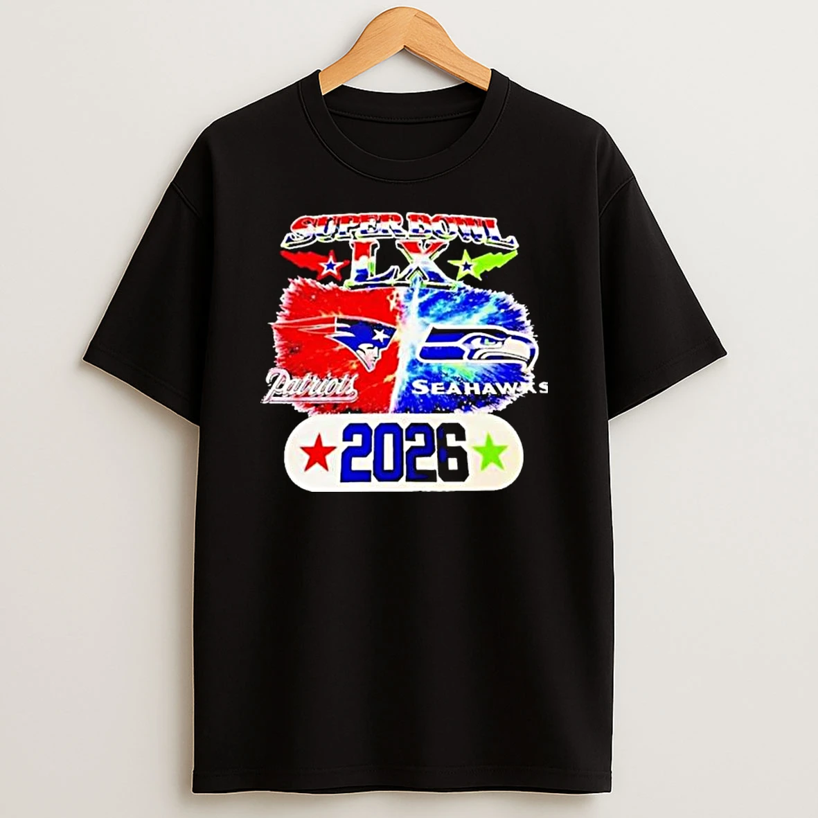 Super Bowl Lx New England Patriots Vs Seattle Seahawks 2026 Logo T Shirt