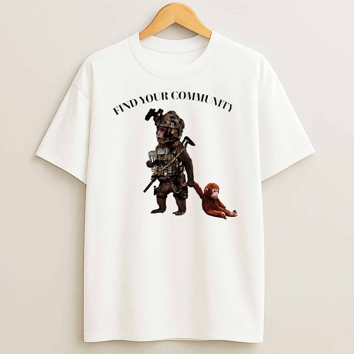 Tactical Punch The Monkey Find Your Community Vintage T Shirt