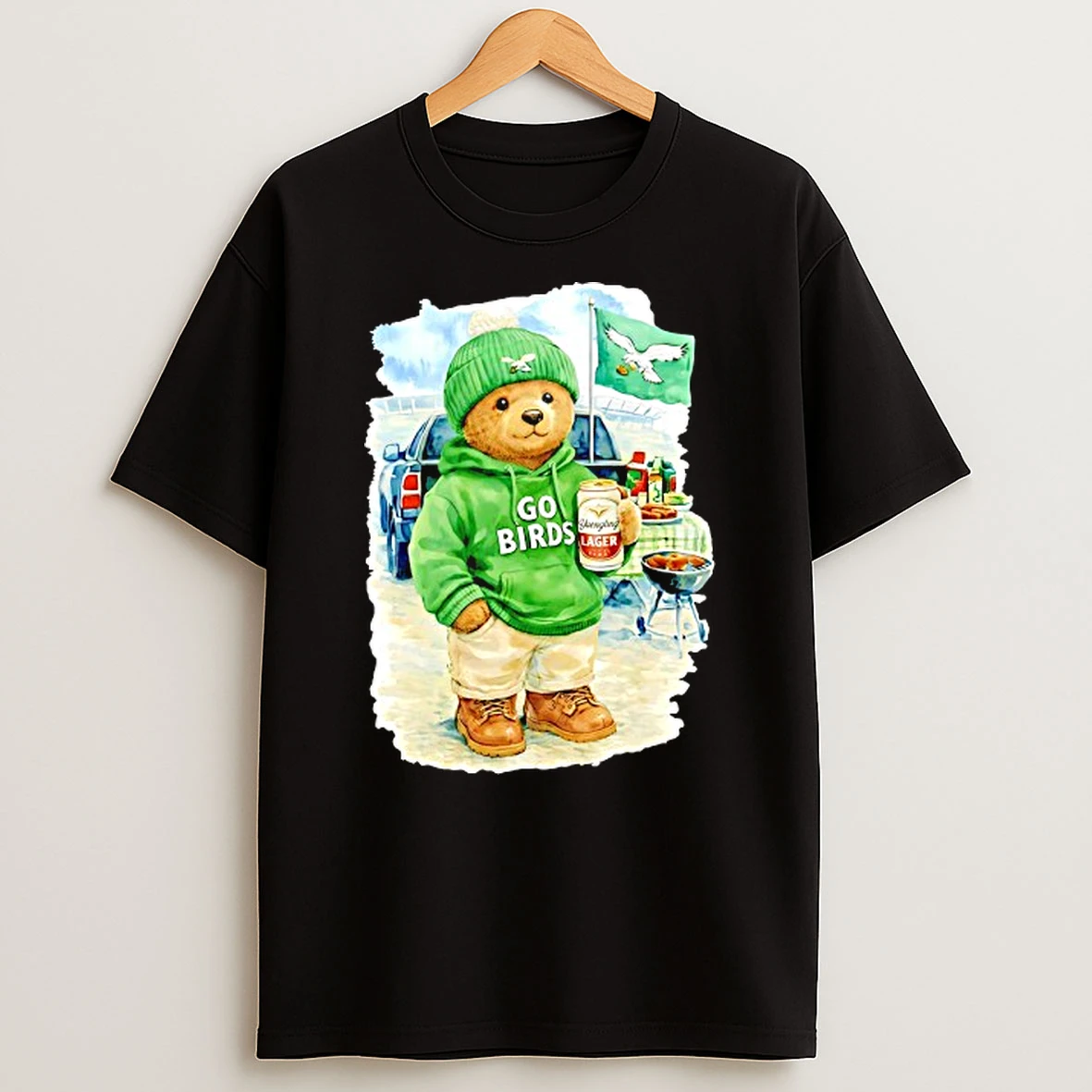 Tailgating Bear Go Birds Philadelphia Eagles T Shirt