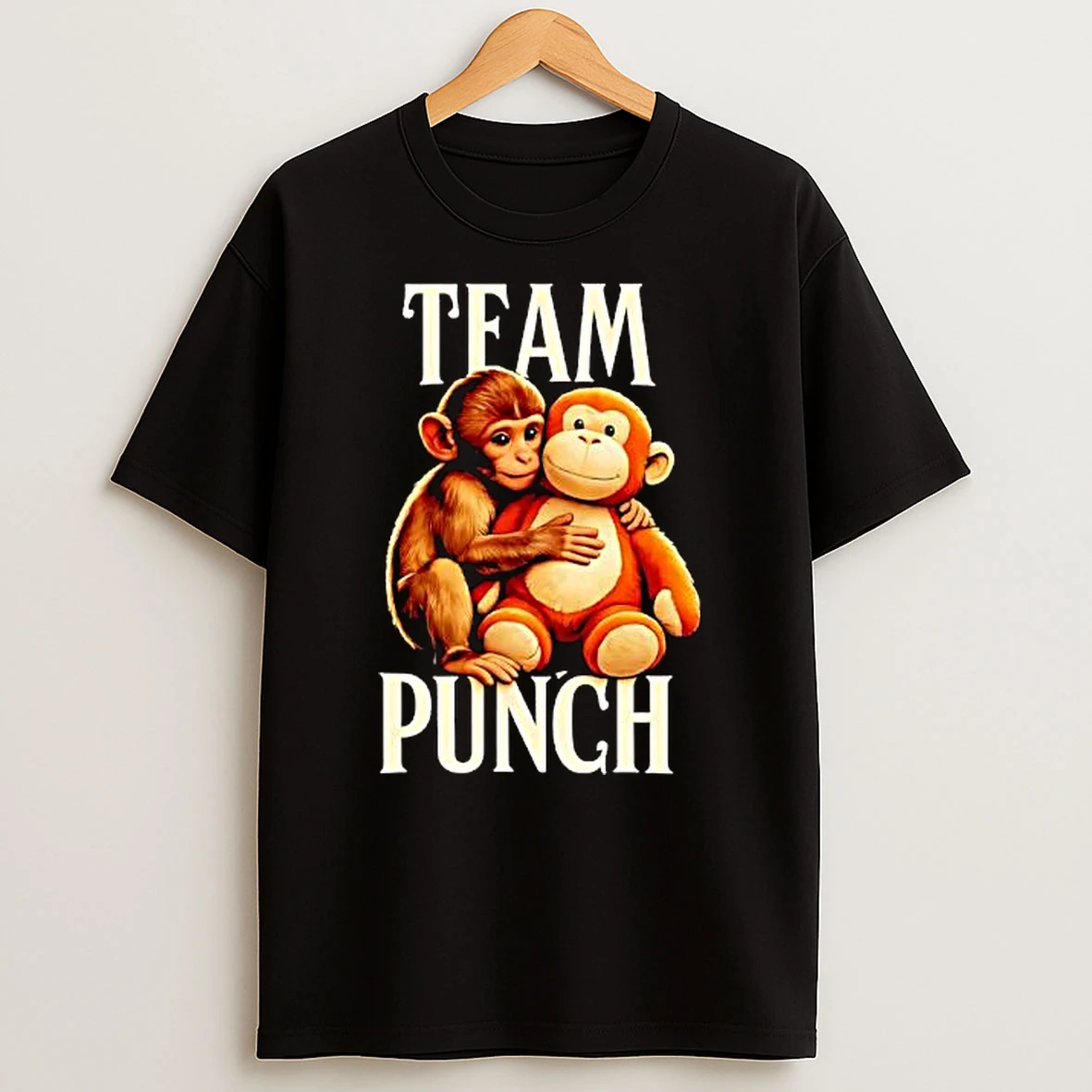 Team Punch Cute Monkey And Stuffed Orange Monkey Toy T Shirt