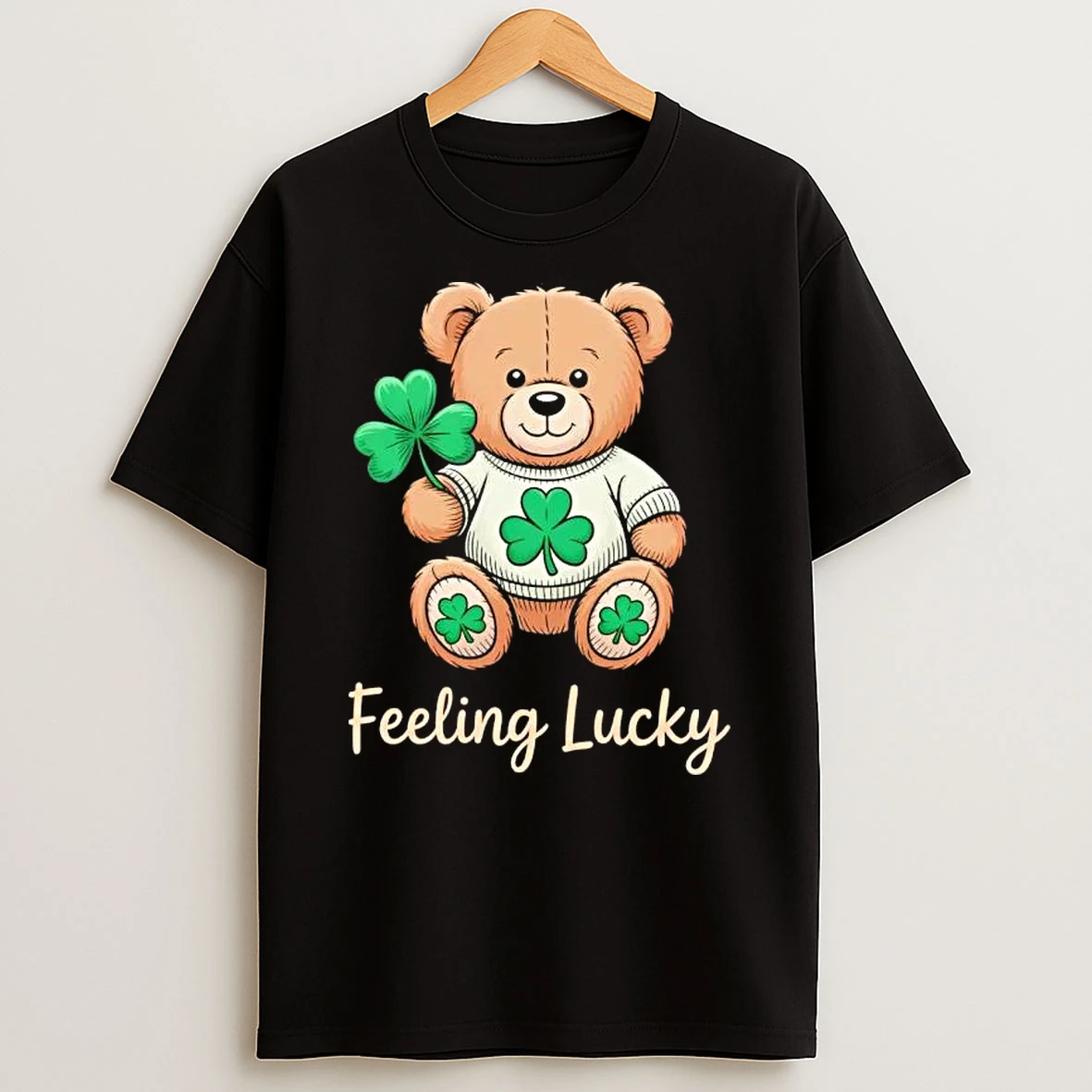 Teddy Bear Feeling Lucky Patricks Day T Shirt