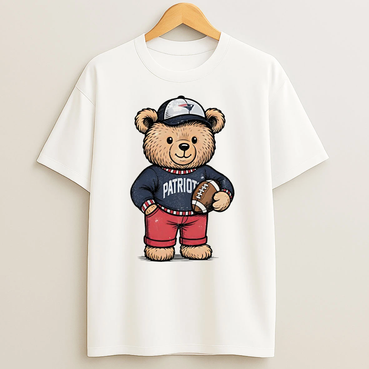 Teddy Bear New England Patriots Football Nfl Super Bowl Lx T Shirt