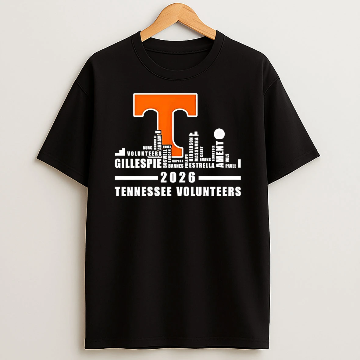 Tennessee Volunteers Player Names 2026 Skyline Graphic T Shirt