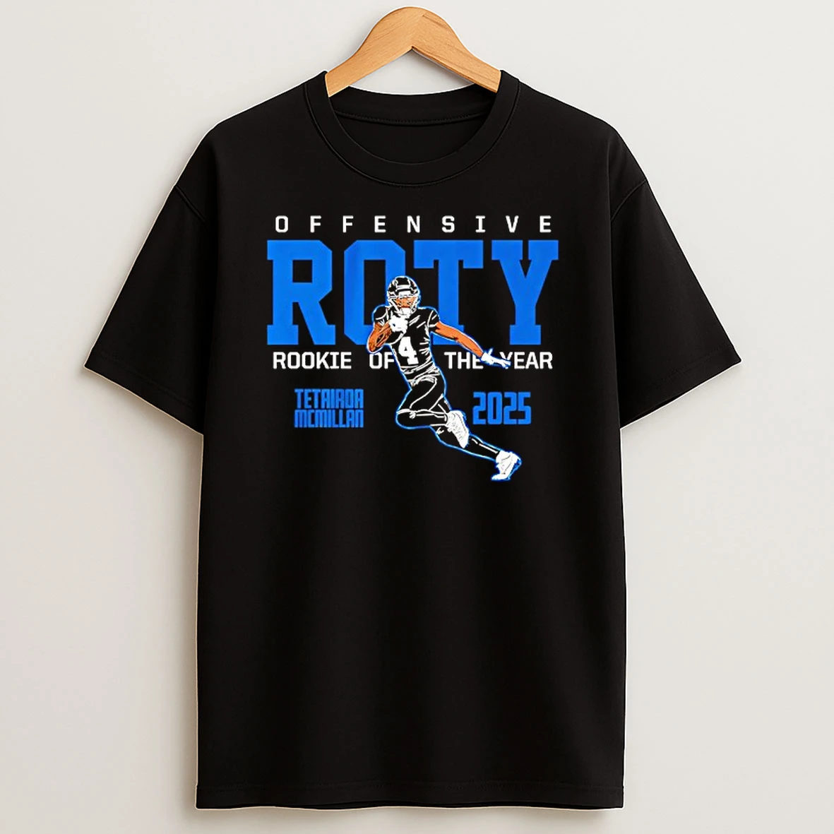 Tetairoa Mcmillan Carolina Panthers 2025 Offensive Roty Rookie Of The Year T Shirt
