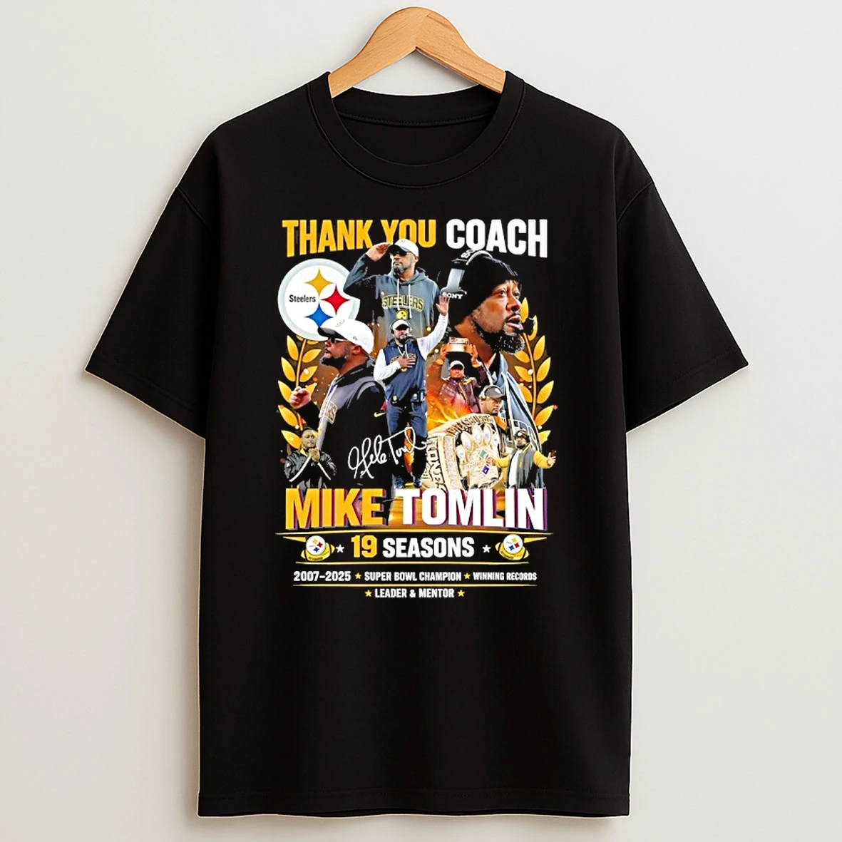 Thank You Coach Mike Tomlin 19 Seasons 2007 2025 Leader And Mentor T Shirt
