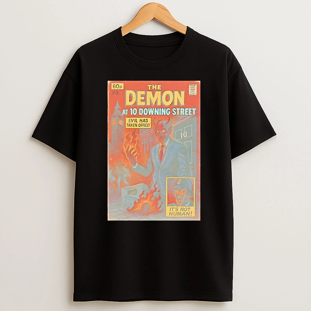 The Demon At 10 Downing Street Retro Comic T Shirt