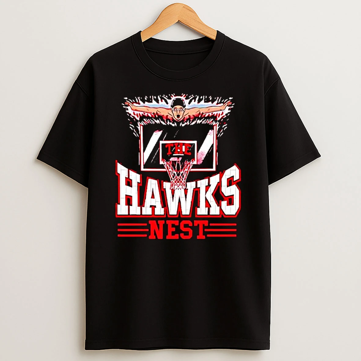 The Hawks Nest Swimmer And Basketball Hoop Graphic T Shirt