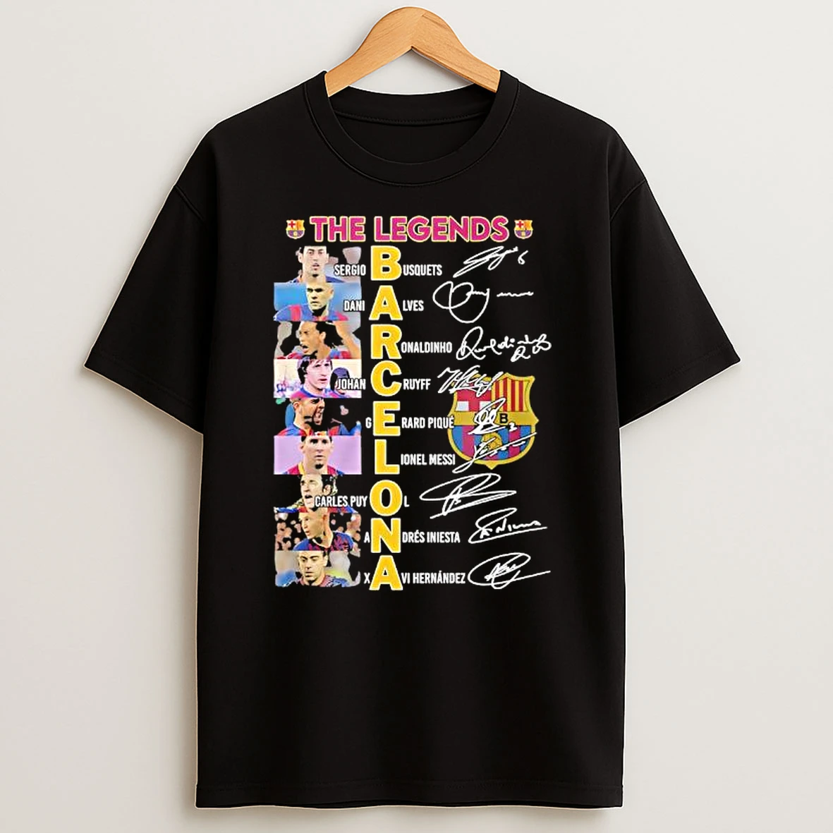 The Legends Barcelona All Stars Players Name And Signature T Shirt