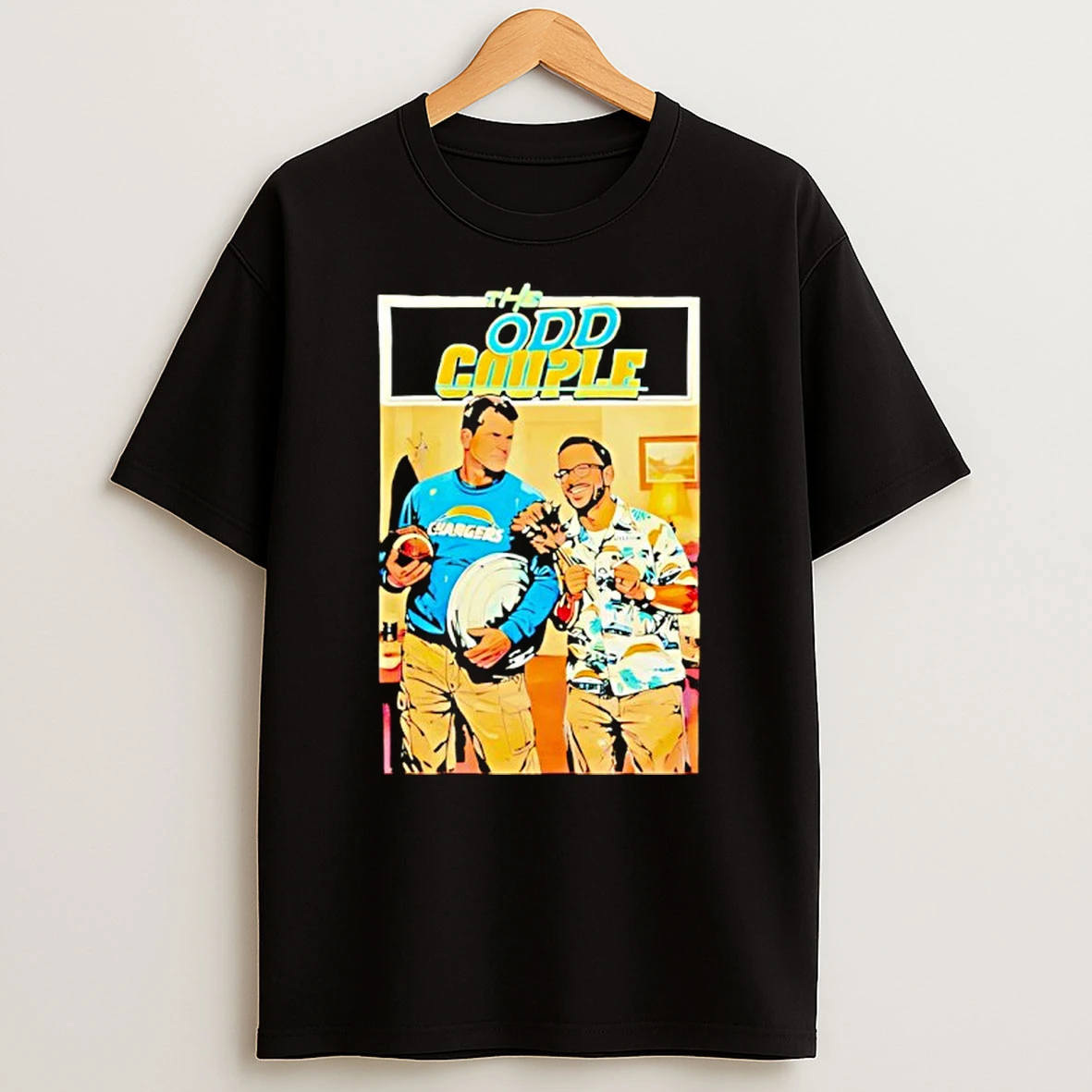 The Odd Couple Chargers Jim Harbaugh Ben Herbert Vintage Sports Comedy T Shirt