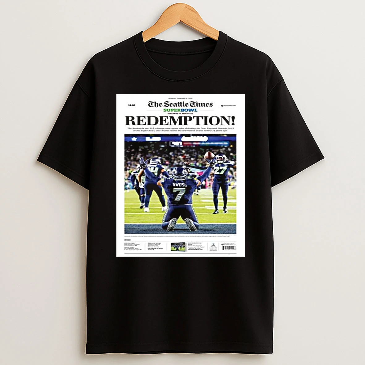 The Seattle Times Redemption Seahawks The Super Bowl Lx Champions 2026 T Shirt