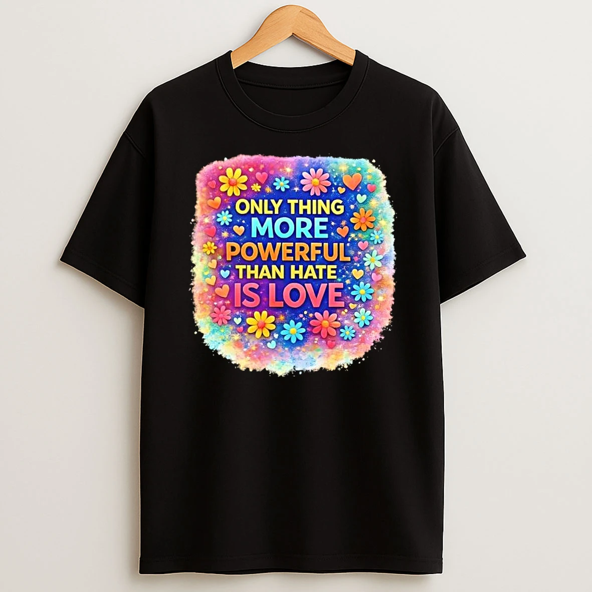 The Only Thing More Powerful Than Hate Is Love Flowers T Shirt