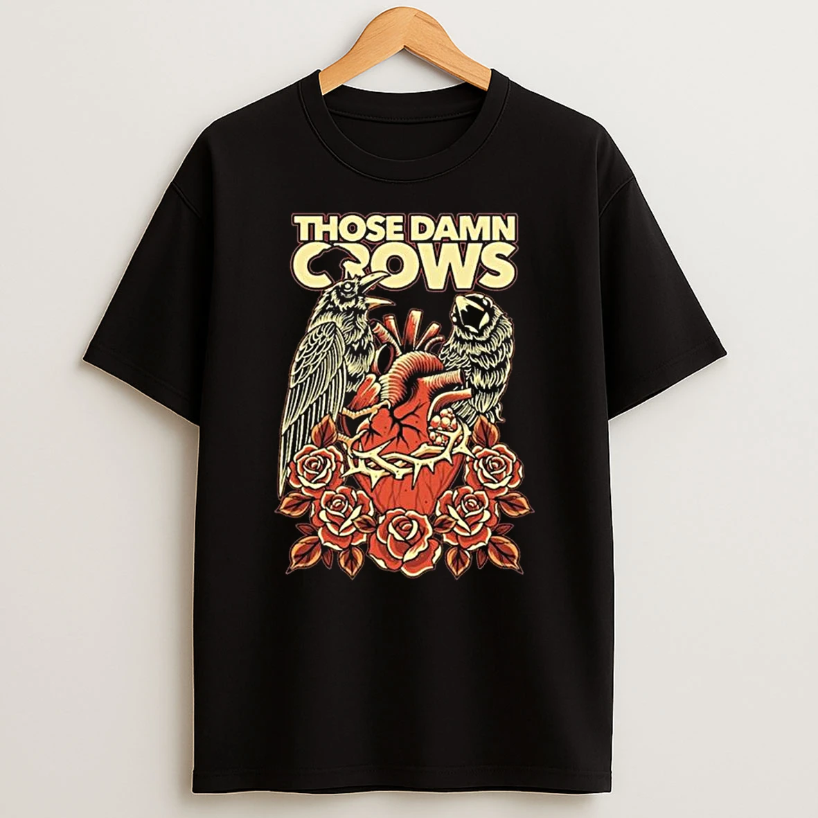 Those Damn Crows New Valentine Heart Roses Crow T Shirt
