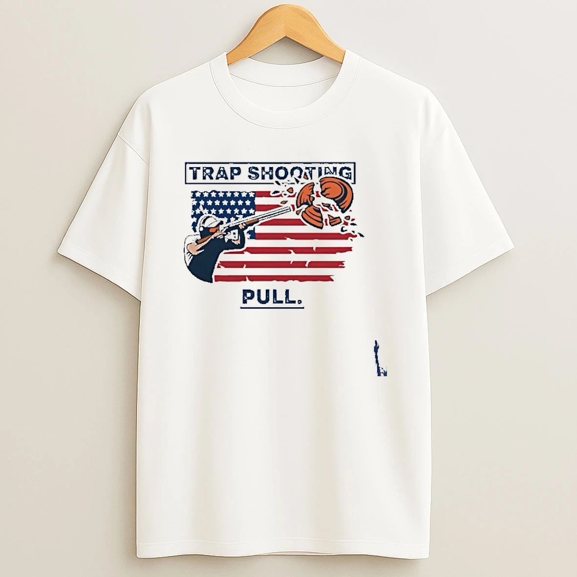 Trap Shooting Pull American Flag T Shirt