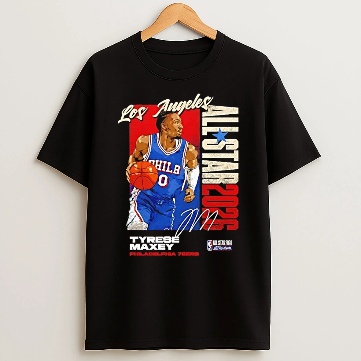 Tyrese Maxey Philadelphia 76ers 2026 Nba All Star Vertical Signature T Shirt