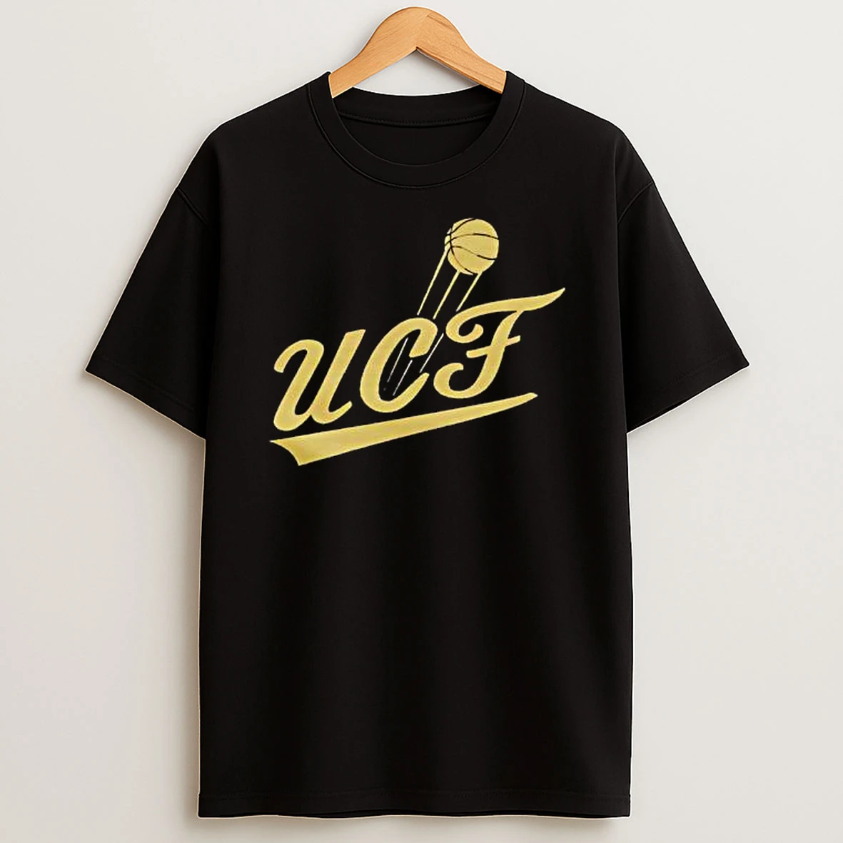 Ucf Knights Script Graphic With Basketball Motion T Shirt