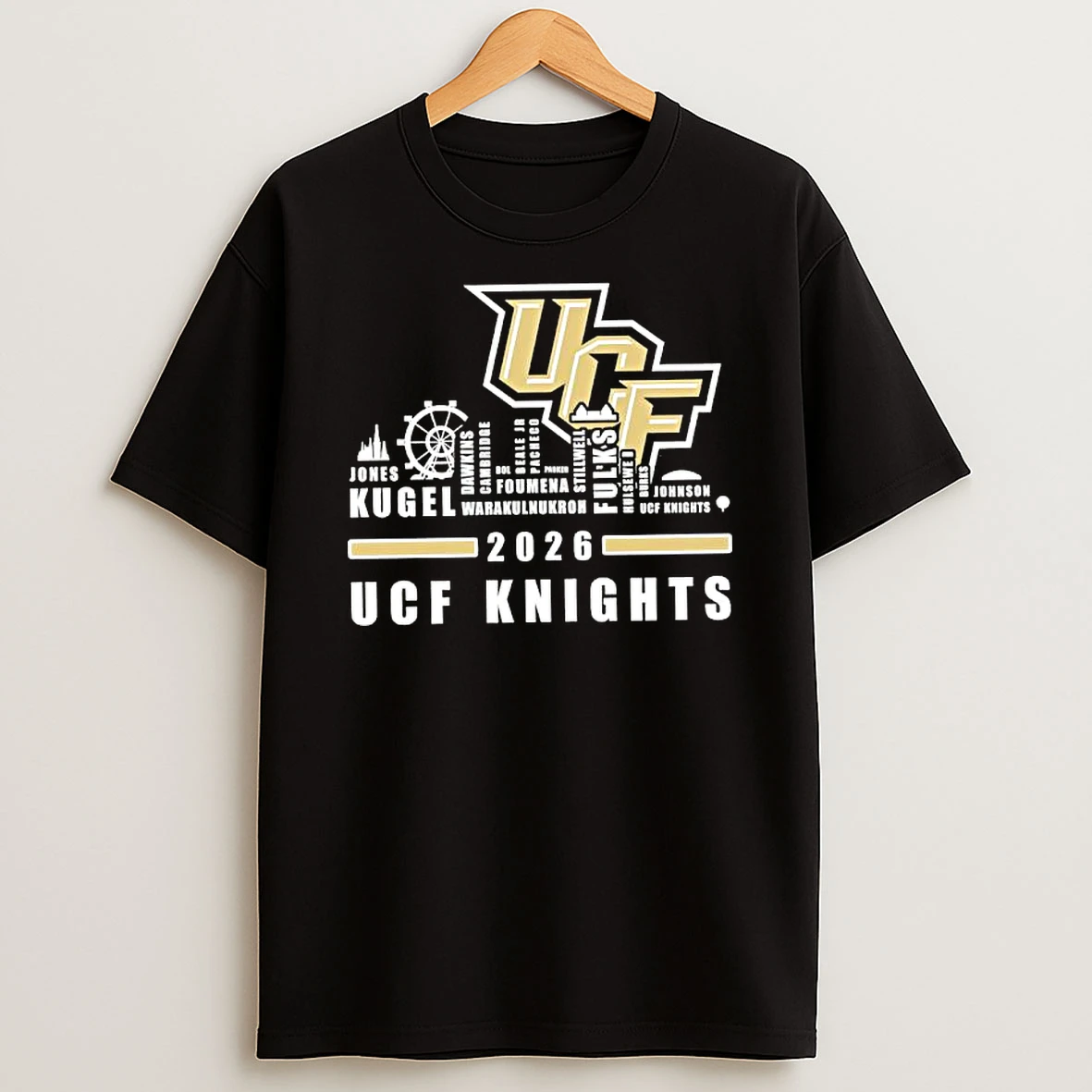 Ucf Knights Player Names 2026 Skyline Graphic T Shirt