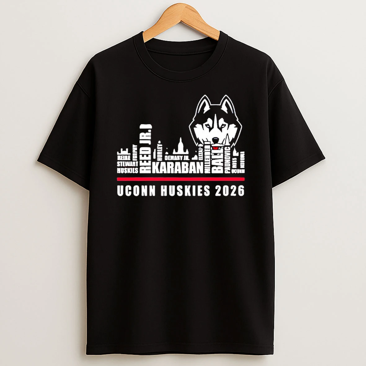 Uconn Huskies Player Names 2026 Skyline Graphic T Shirt