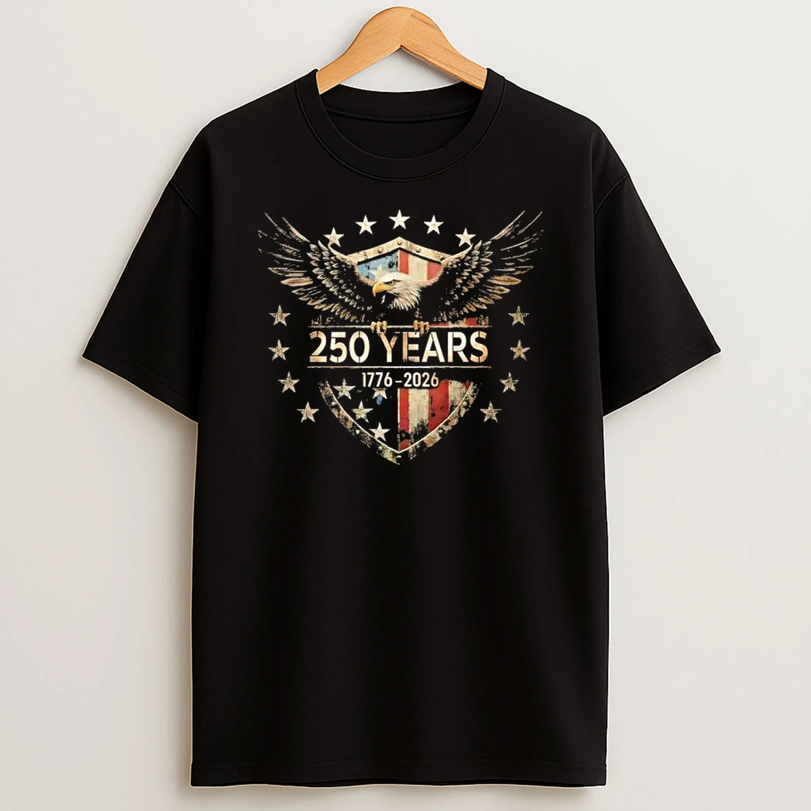 Usa 250th Anniversary 1776 2026 American Flag Eagle Patriotic Logo T Shirt