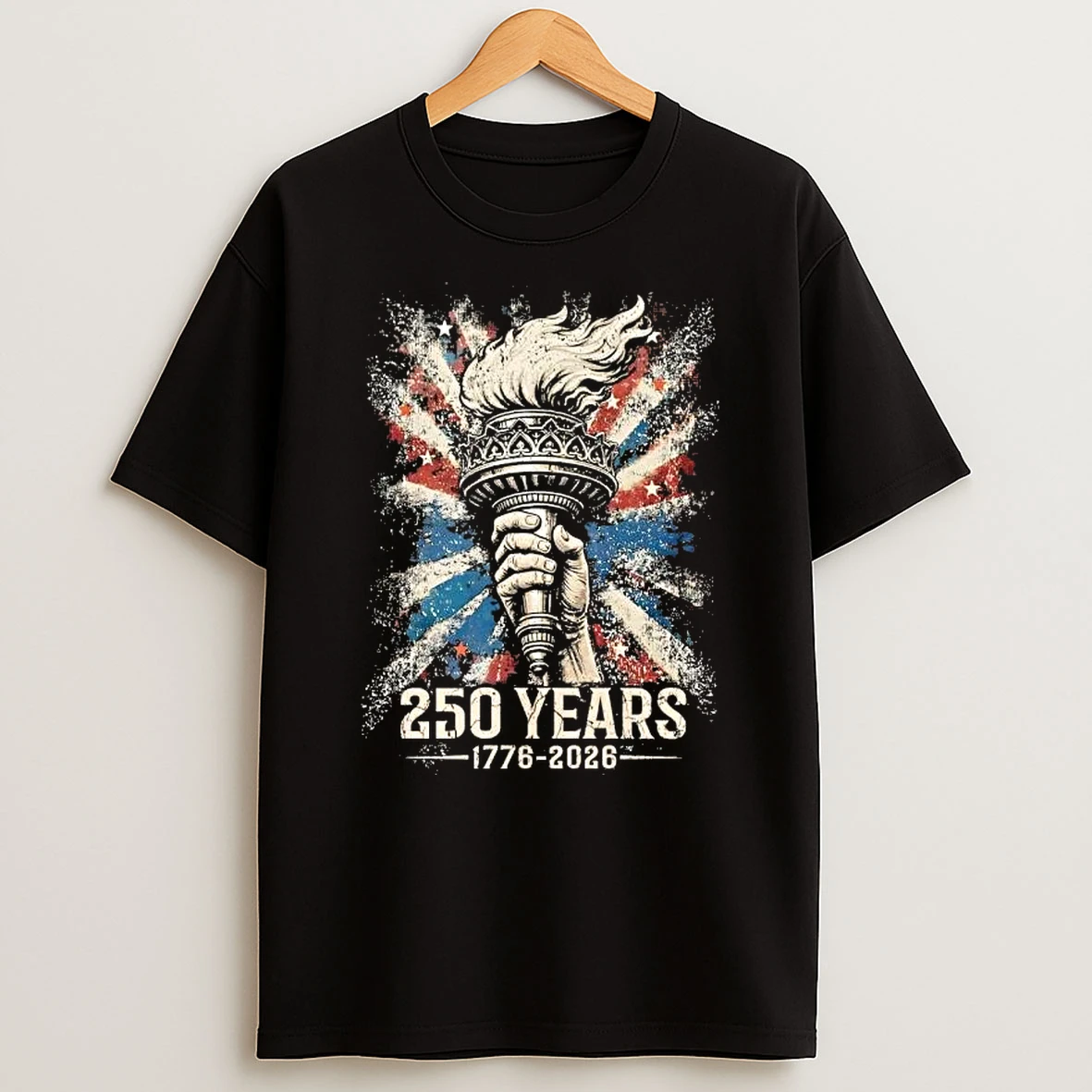 Usa 250th Anniversary 250 Years 1776 2026 Liberty Torch Patriotic Pride T Shirt