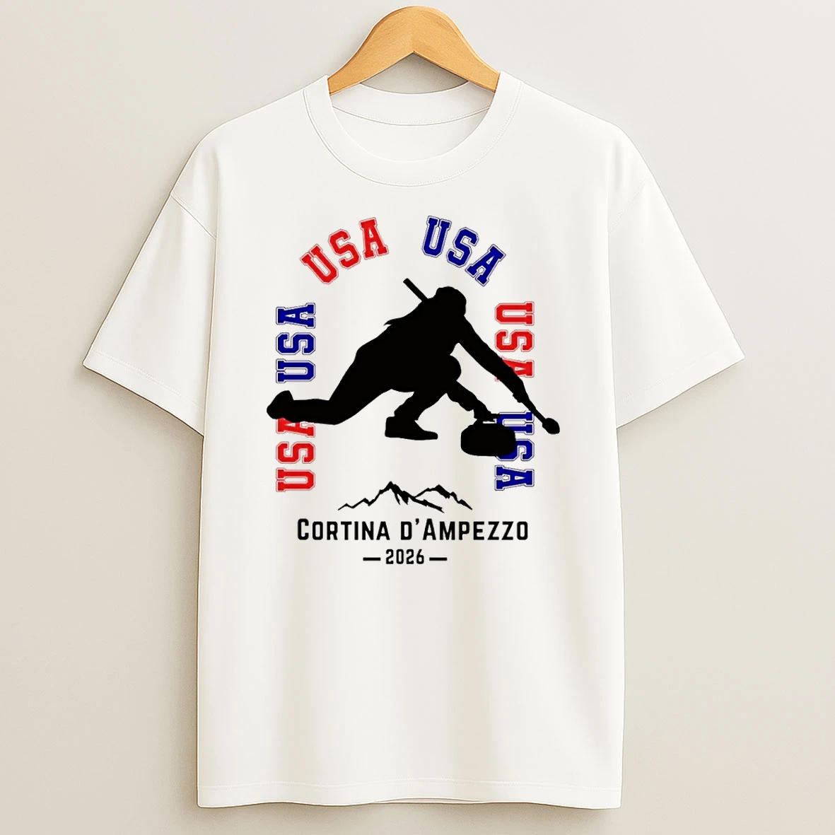 Usa Curling Cortina Dampezzo 2026 Winter Games T Shirt