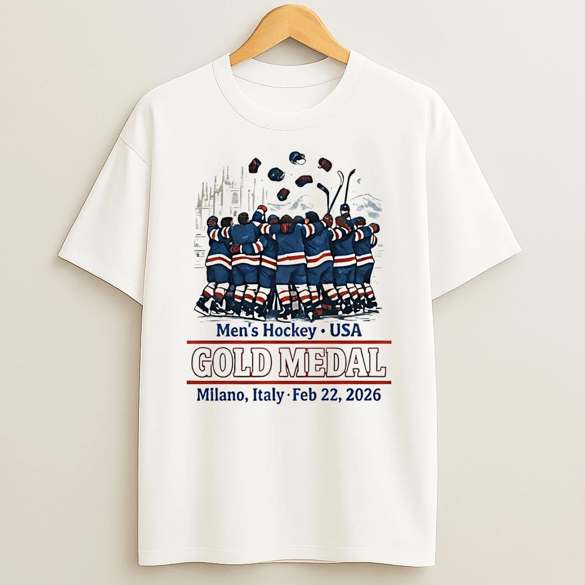 Usa Gold Hockey Mens Hockey Usa Gold Medal Milano Italy Feb 2026 Championship Keepsake T Shirt
