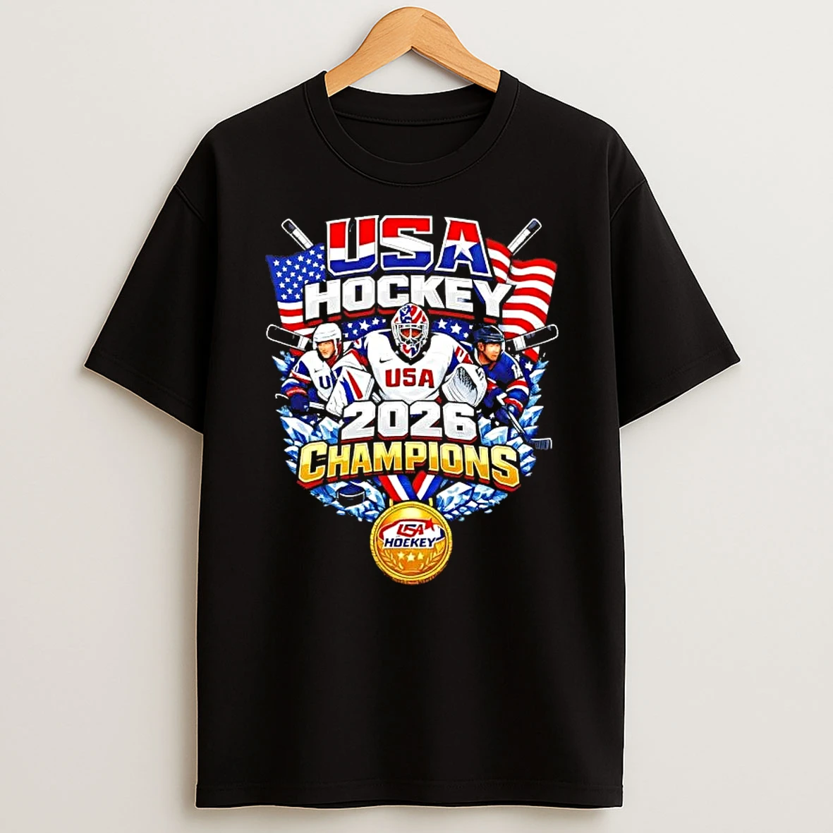 Usa Hockey 2026 Champions Gold Medal Graphic T Shirt