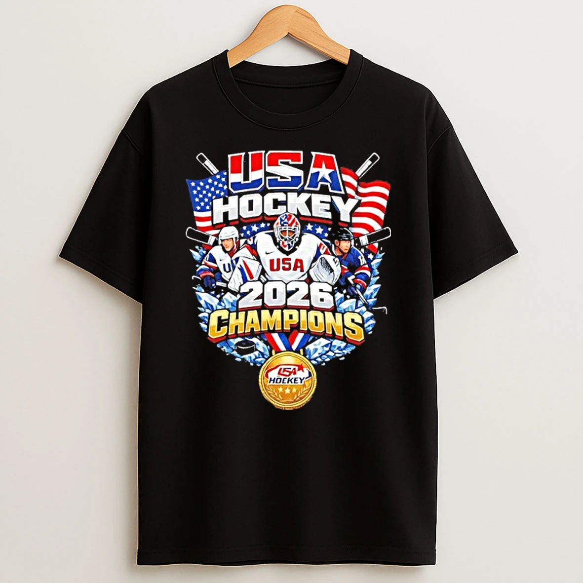 Usa Hockey 2026 Champions Gold Medal T Shirt