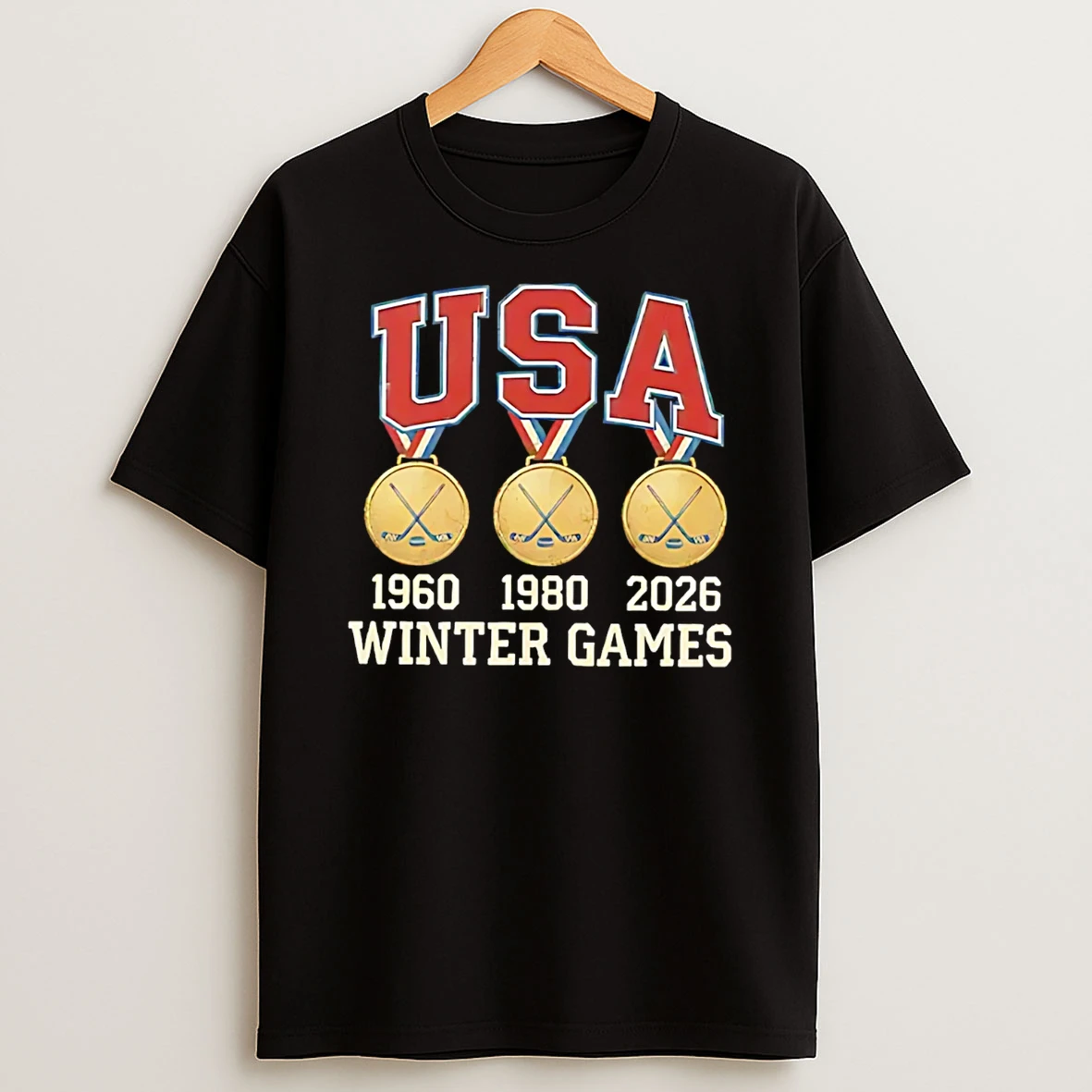 Usa Hockey Miracle On Ice 1980 1960 2026 Gold Medals T Shirt